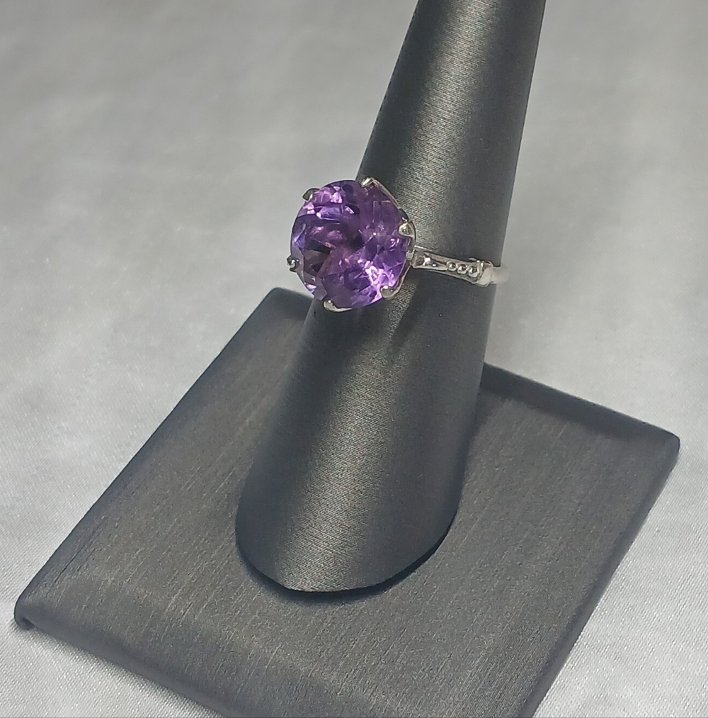 Purple Amethyst 925 Sterling Silver Ring, Size 6.5, 7. - Picture 5 of 10
